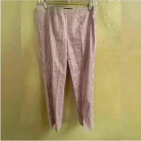 Piazza Sempione-"Audrey" Red And White Cropped Pinstripe Pant Size 40 (6) EUC! - Picture 6 of 10